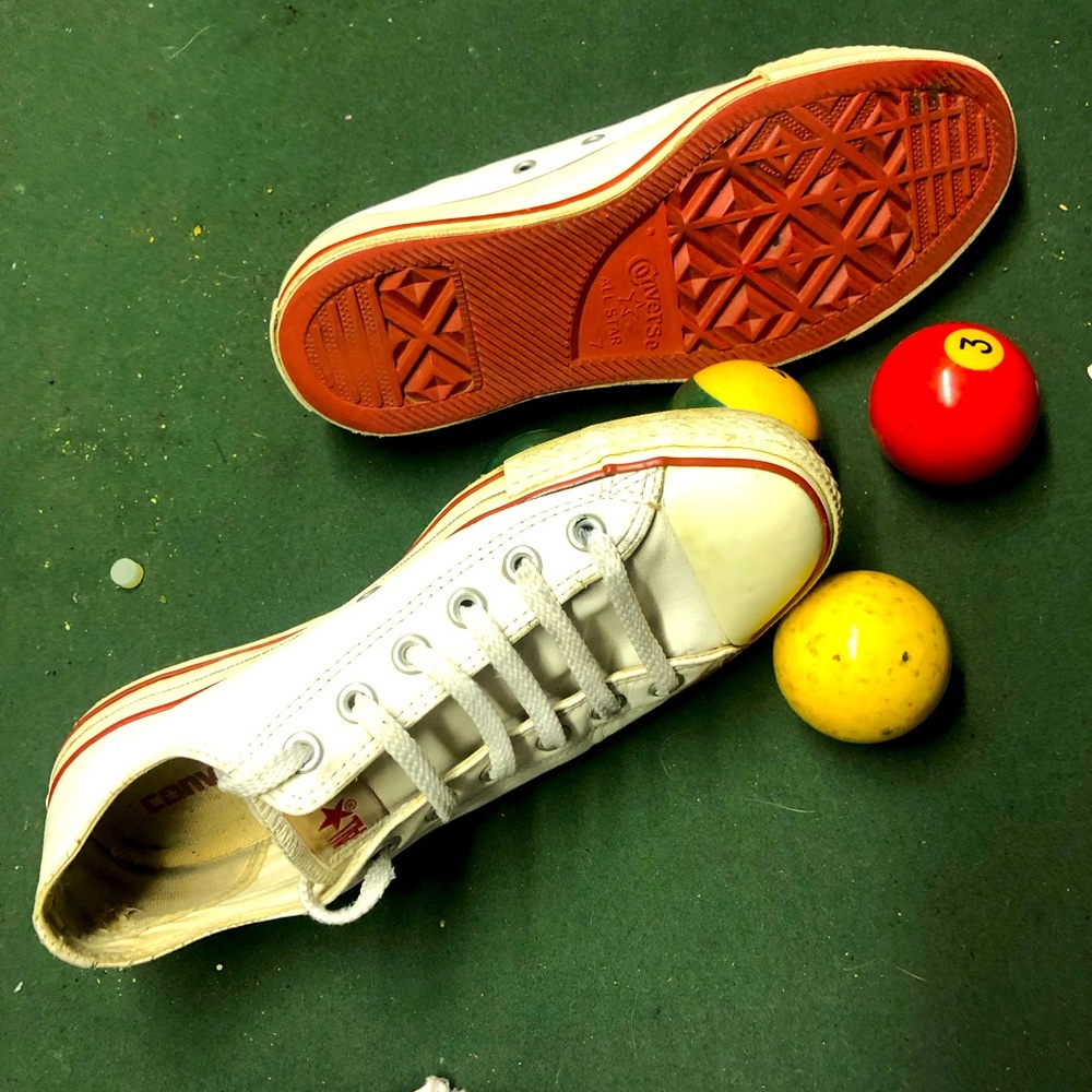 White leather low top RED BOTTOMS Converse!